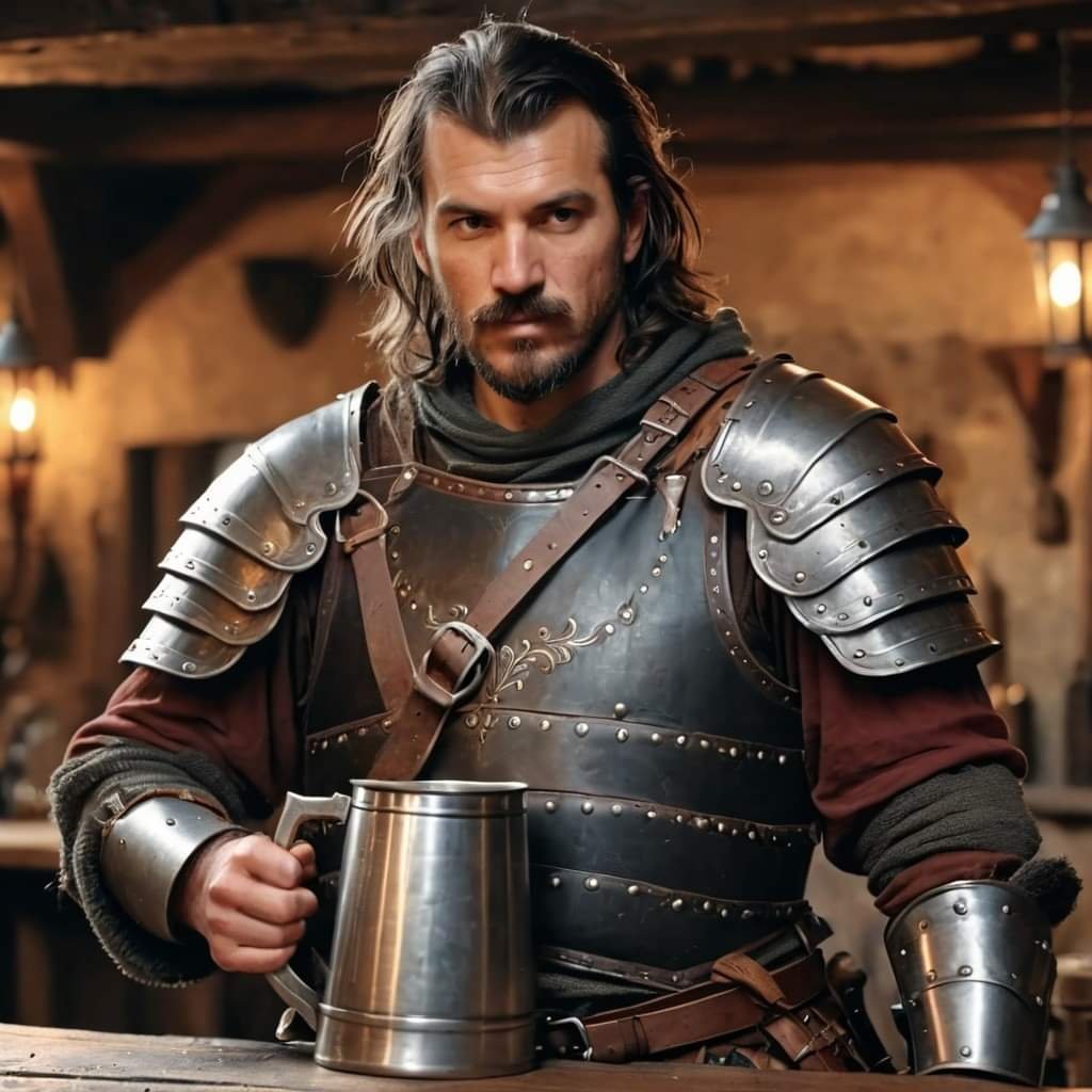 Gruff, strong, dangerous fighter, capable, hard, well liked and trusted